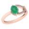 0.82 Ctw Emerald And Diamond I2/I3 14K Yellow Gold Vintage Style Ring