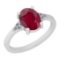 1.33 Ctw I2/I3 Ruby And Diamond 14K White Gold Ring