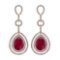 1.92 Ctw Ruby And Diamond I2/I3 14K Rose Gold Dangling Earrings