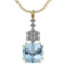 15.83 Ctw I2/I3 Blue Topaz And Diamond 14K Yellow Gold Necklace