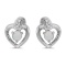Certified 10k White Gold Round Opal And Diamond Heart Earrings 0.09 CTW