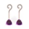 Certified 7.00 Ctw I2/I3 Amethyst And Diamond 14K Rose Gold Earrings