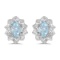 Certified 14k White Gold Oval Aquamarine And Diamond Earrings