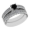 1.17 Ctw I2/I3 Treated Fancy Black And White Diamond 14K White Gold Bridal Wedding Ring