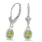 Certified 14k White Gold Oval Peridot And Diamond Leverback Earrings