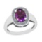 2.22 Ctw VS/SI1 Amethyst And Diamond 10K White Gold Vintage Ring