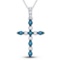 10kt White Gold Womens Round Blue Color Enhanced Diamond Cross Pendant 1/4 Cttw