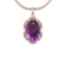 Certified 7.75 Ctw I2/I3 Amethyst And Diamond 14K Rose Gold Pendant