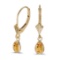 Certified 14k Yellow Gold Pear Citrine Bezel Lever-back Earrings