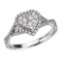 Certified 14K White Gold Diamond Clustaire Ring