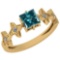0.83 Ctw I1/I2 Treated Fancy Blue And White Diamond Platinum 14K Yellow Gold Plated Ring