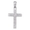 10kt White Gold Womens Round Diamond Small Cross Pendant 1/8 Cttw