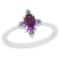 0.60 Ctw Amethyst And Diamond I2/I3 10K White Gold Vintage Style Ring