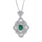 Certified 14k White Gold Emerald and .08 ct Diamond Pendant