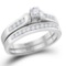 14kt White Gold Round Diamond Bridal Wedding Ring Band Set 1/2 Cttw