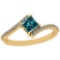 0.79 Ctw I2/I3 Treated Fancy Blue And White Diamond Platinum 14K Yellow Gold Plated Ring