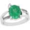 2.54 Ctw Emerald And Diamond I2/I3 14K White Gold Vintage Style Ring