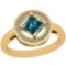 1.25 Ctw I2/I3 Treated Fancy Blue And White Diamond Platinum 14K Yellow Gold Plated Ring