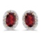 Certified 14k Yellow Gold Oval Garnet And Diamond Earrings 0.96 CTW