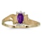 Certified 10k Yellow Gold Oval Amethyst And Diamond Satin Finish Ring 0.19 CTW