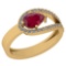 0.91 Ctw Ruby And Diamond I2/I3 14K Yellow Gold Vintage Style Ring