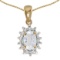Certified 14k Yellow Gold Oval White Topaz And Diamond Pendant