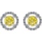 Certified 1.62 CtwTreated Fancy Yellow And White Diamond VS/SI1 14K Gold Stud Earrings