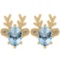 Certified 1.56 Ctw Blue Topaz and Diamond I1/I2 14K Gold Stud Earrings