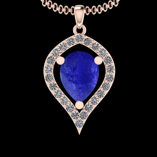 6.64 Ctw I2/I3 Tanzanite And Diamond 10K Rose Gold Victorian Style Pendant