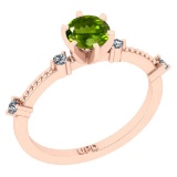 0.64 Ctw I2/I3 Peridot And Diamond 10K Rose Gold Promises Ring