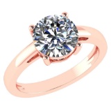 Certified 1.33 CTW D/VS1 Round Diamond Solitaire Ring 14K Rose Gold