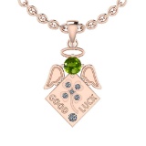 0.75 Ctw I2/I3 Peridot And Diamond 10K Rose Gold Pendant