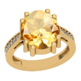 4.33 Ctw I2/I3 Citrine And Diamond 10K Yellow Gold Victorian Style Ring