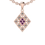 0.24 Ctw I1/I2Amethyst And Diamond 10K Rose Gold Pendant