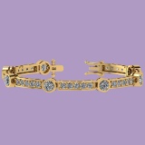 7.00 Ctw Diamond I1/I2 Bezel&Prong Set 14K Yellow Gold Bracelet