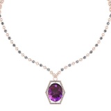 26.18 Ctw VS/SI1 Amethyst And Diamond 14k Rose Gold Victorian Style Necklace