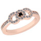 0.35 Ctw Treated Black Diamond And White Diamond I2/I3 14K Rose Gold Ring