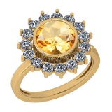 2.87 Ctw Citrine And Diamond I2/I3 10K Yellow Gold Vintage Style Ring