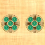 Certified 0.69 Ctw Emerald 14K Yellow Gold Stud Earrings