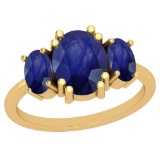 3.00 Ctw Blue Sapphire 14K Yellow Gold Vintage Style Ring