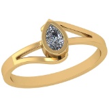 Certified 0.25 Ctw Diamond I1/I2 10K Yellow Gold Solitaire Ring