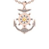 0.46 Ctw I1/I2Citrine And Diamond 10K Rose Gold Pendant