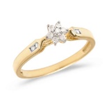 Certified 14K Yellow Gold Diamond Cluster Ring