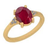 1.33 Ctw I2/I3 Ruby And Diamond 14K Yellow Gold Ring