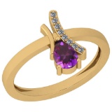 0.54 Ctw Amethyst And Diamond I2/I3 10K Yellow Gold Vintage Style Ring