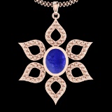 3.50 Ctw Tanzanite Bezel Set 10K Rose Gold Victorian Style Pendant