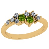 0.44 Ctw VS/SI1 Peridot And Diamond 10K Yellow Gold Vintage Ring