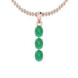 2.25 Ctw Emerald Style Prong Set 14K Rose Gold Victorian Pendant