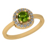 0.62 Ctw Peridot And Diamond I2/I3 10k Yellow Gold Vintage Style Ring