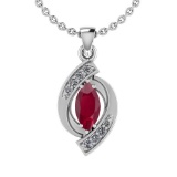 0.42 Ctw VS/SI1 Ruby And Diamond 14K White Gold Pendant